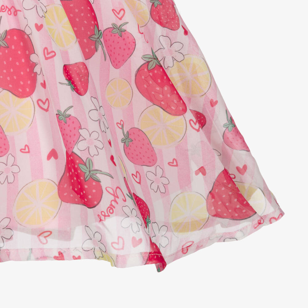 Guess-Платье без рукавов розовое с клубничным принтом для малышек | Childrensalon