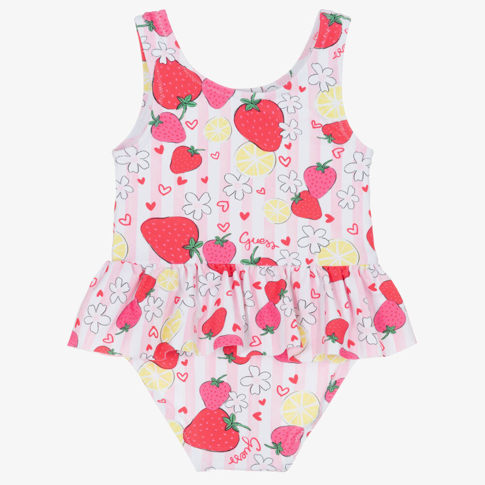 Guess-Baby Girls Pink Strawberry Print Swimsuit | Childrensalon