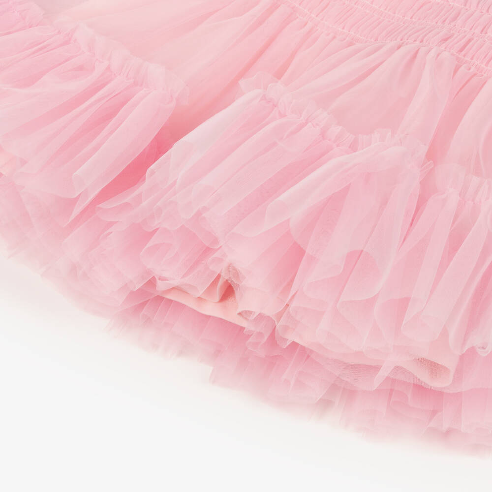 Guess-Baby Girls Pink Tulle & Jersey Dress with Glittery Logo | Childrensalon