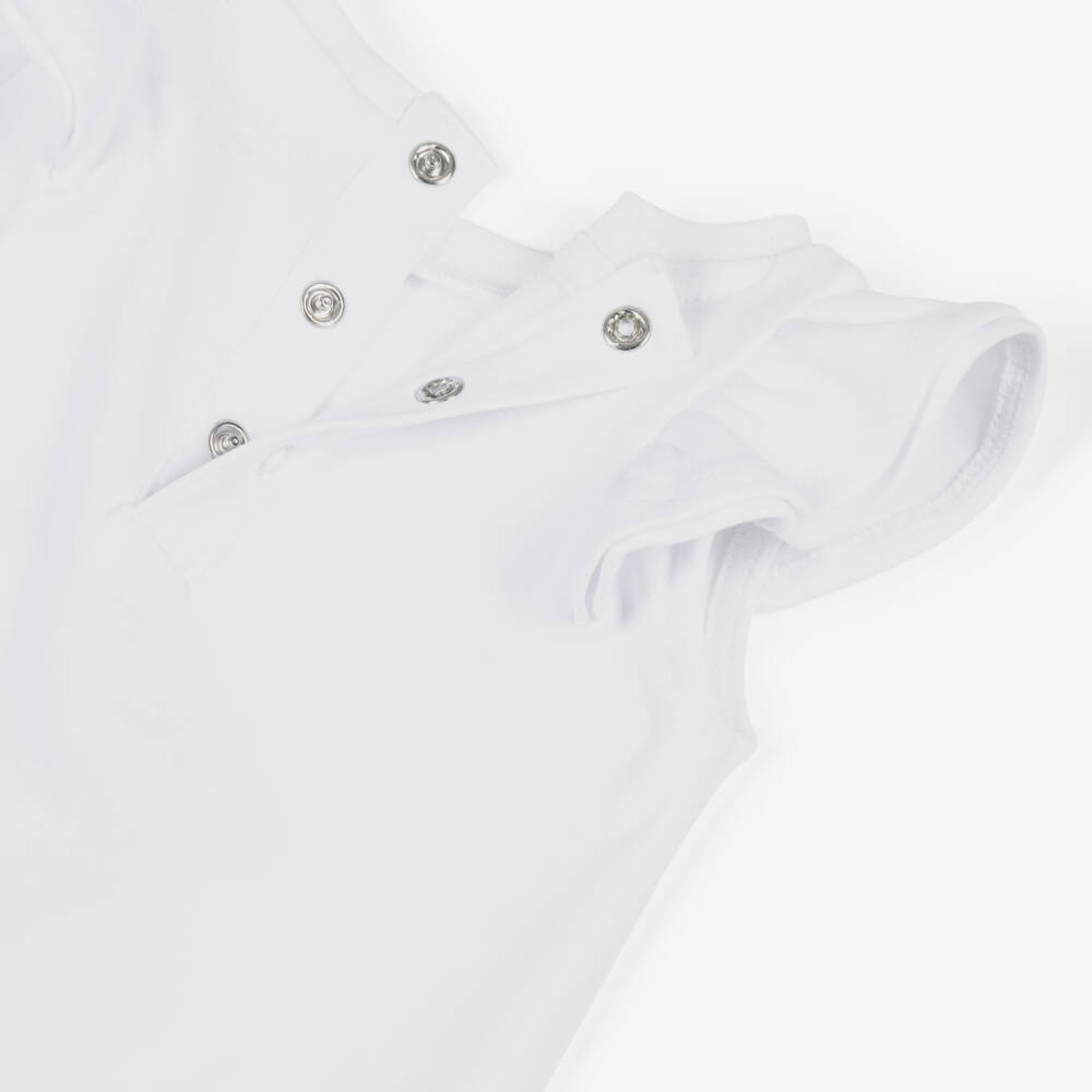 Guess-Baby Girls White & Blue Legging Set with Teddy Logo | Childrensalon