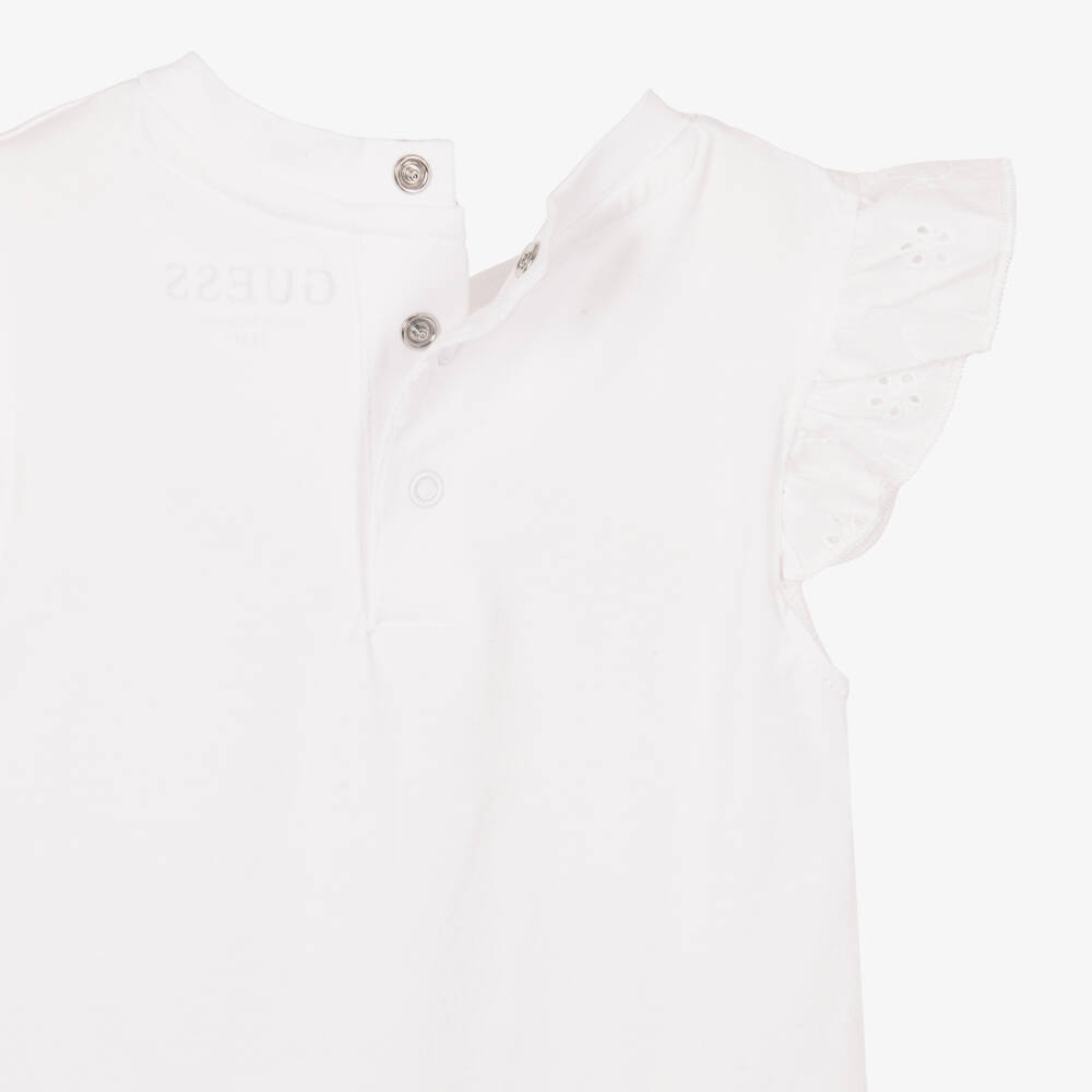 Guess-Baby Girls White & Pink Cotton Leggings Set | Childrensalon