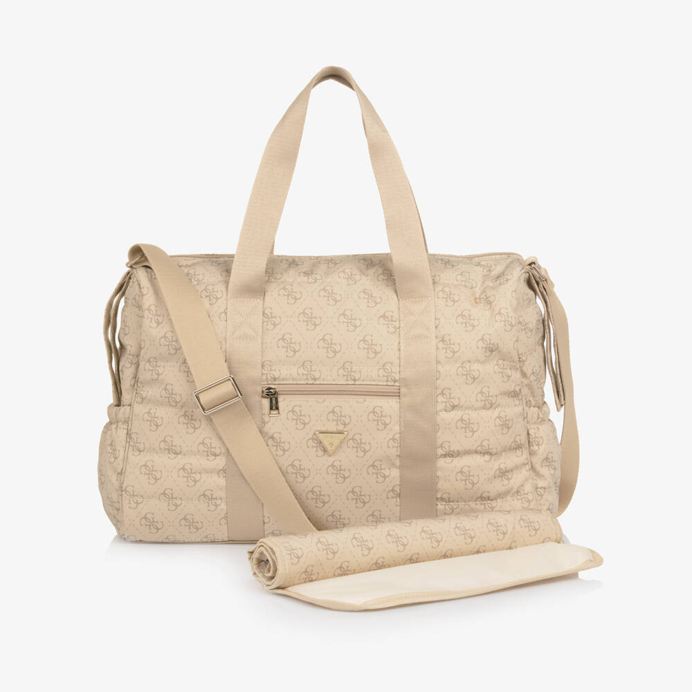 Guess-Beige 4G Monogram Logo Changing Bag (45cm) | Childrensalon