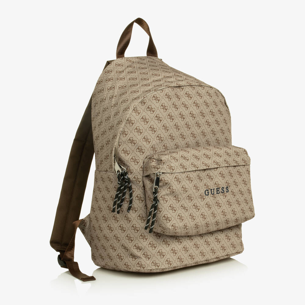 Guess-Beige Backpack with 4G Print (40cm) | Childrensalon