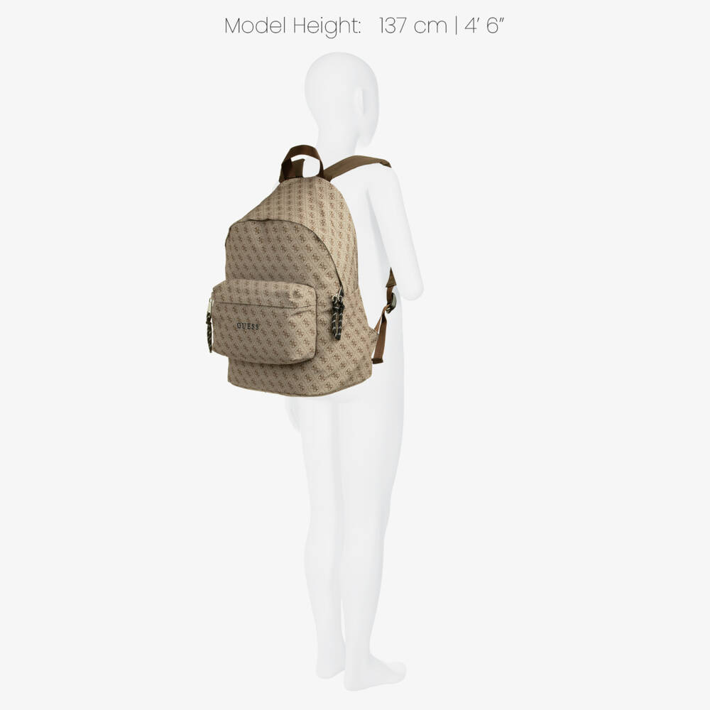 Guess-Beige Backpack with 4G Print (40cm) | Childrensalon