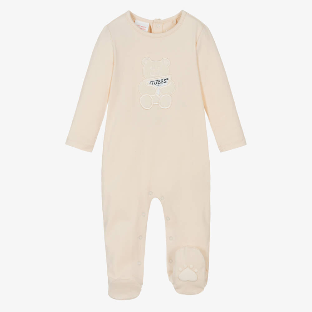 Guess-بيبي غرو بشعار الدب تيدي قطن لون بيج | Childrensalon
