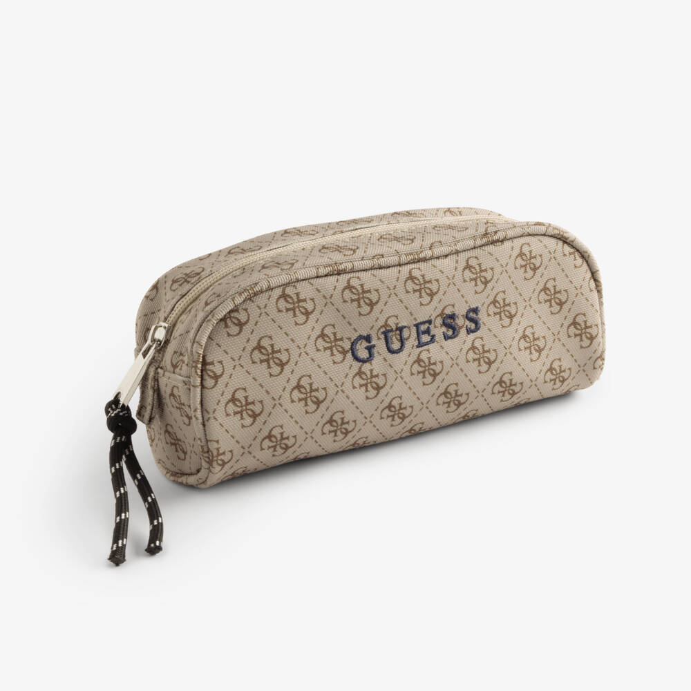 Guess-Beige Pencil Case with 4g Logo (20cm) | Childrensalon