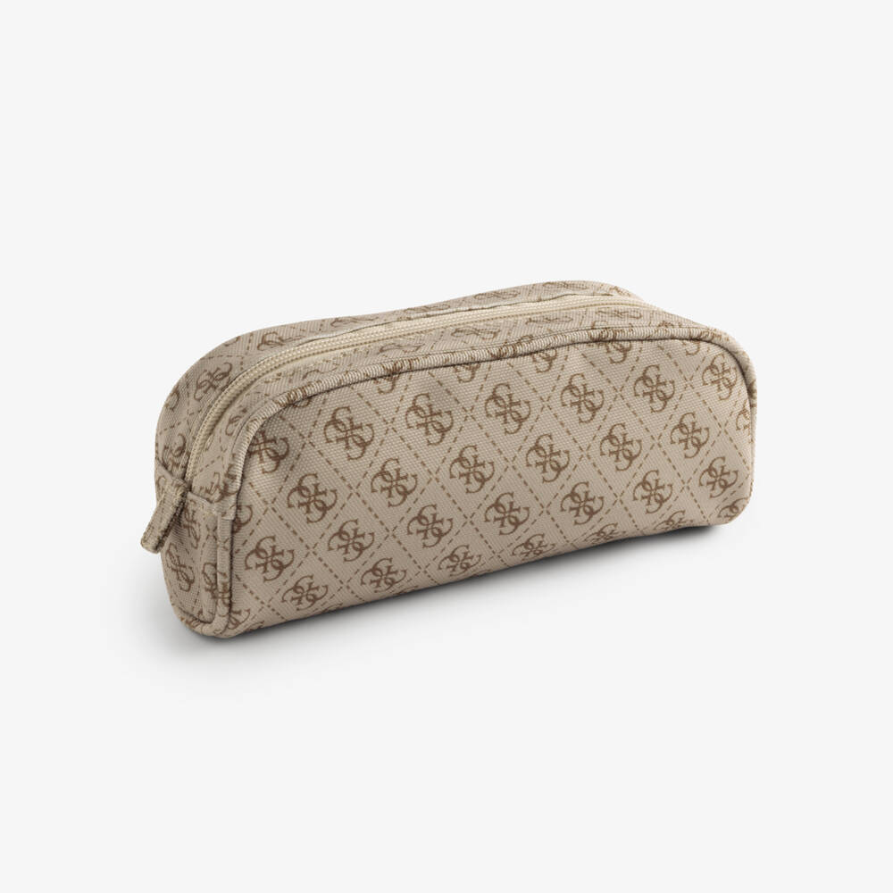 Guess-Beige Pencil Case with 4g Logo (20cm) | Childrensalon