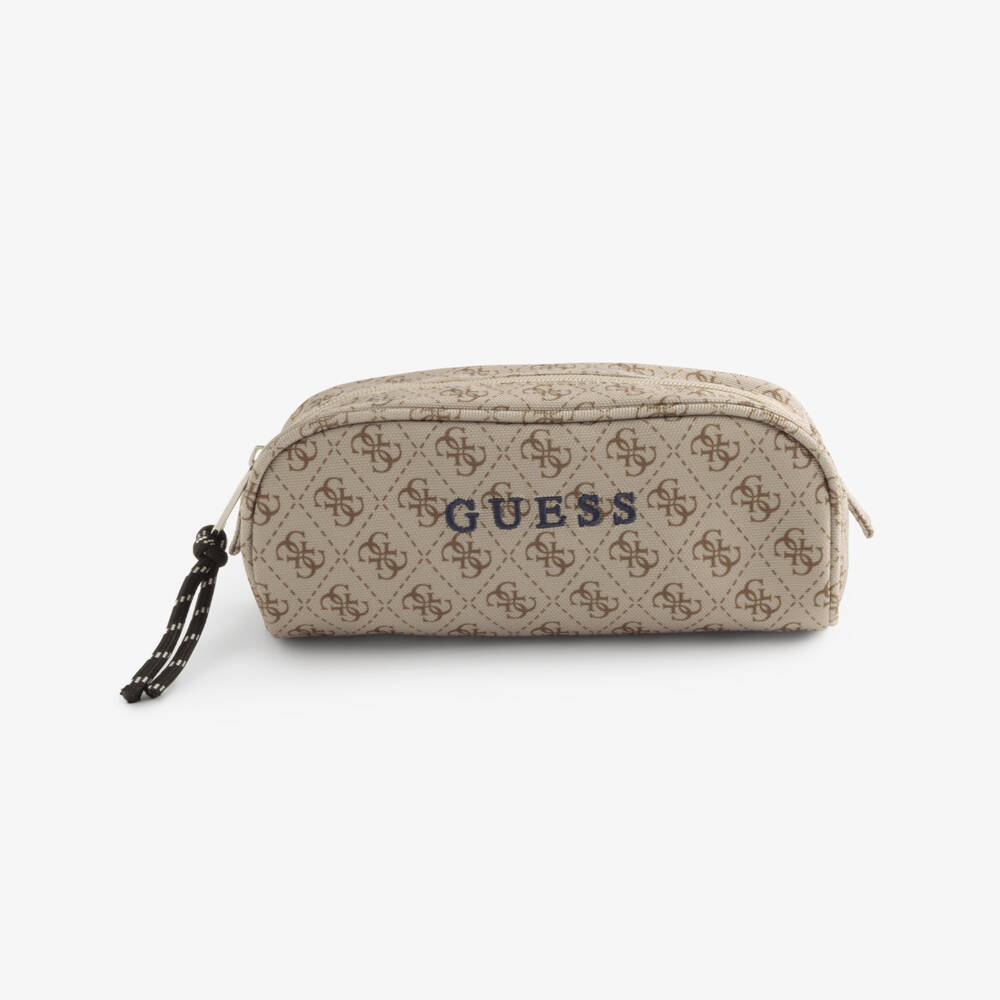 Guess-Beige Pencil Case with 4g Logo (20cm) | Childrensalon