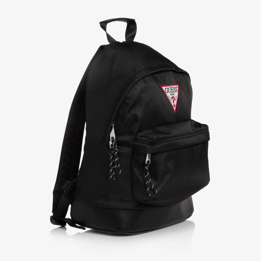 Guess-Black Backpack with Triangle Logo (40cm) | Childrensalon