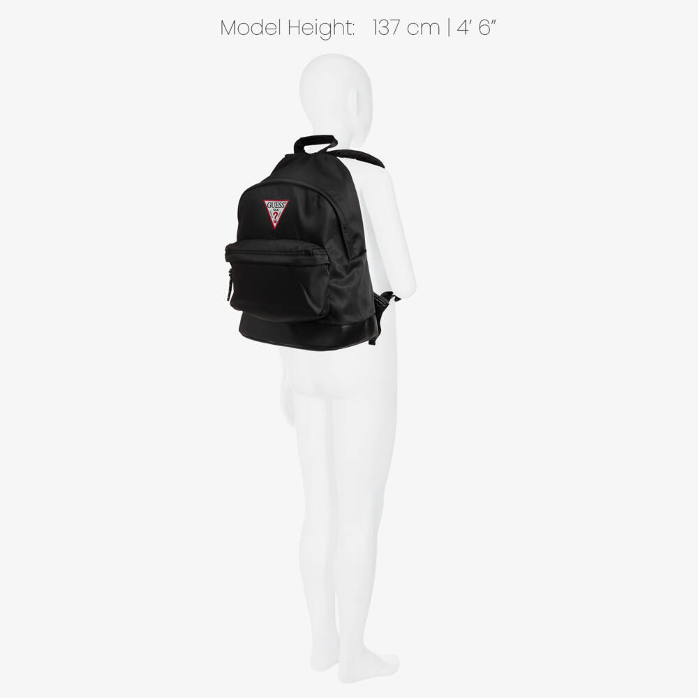 Guess-Black Backpack with Triangle Logo (40cm) | Childrensalon