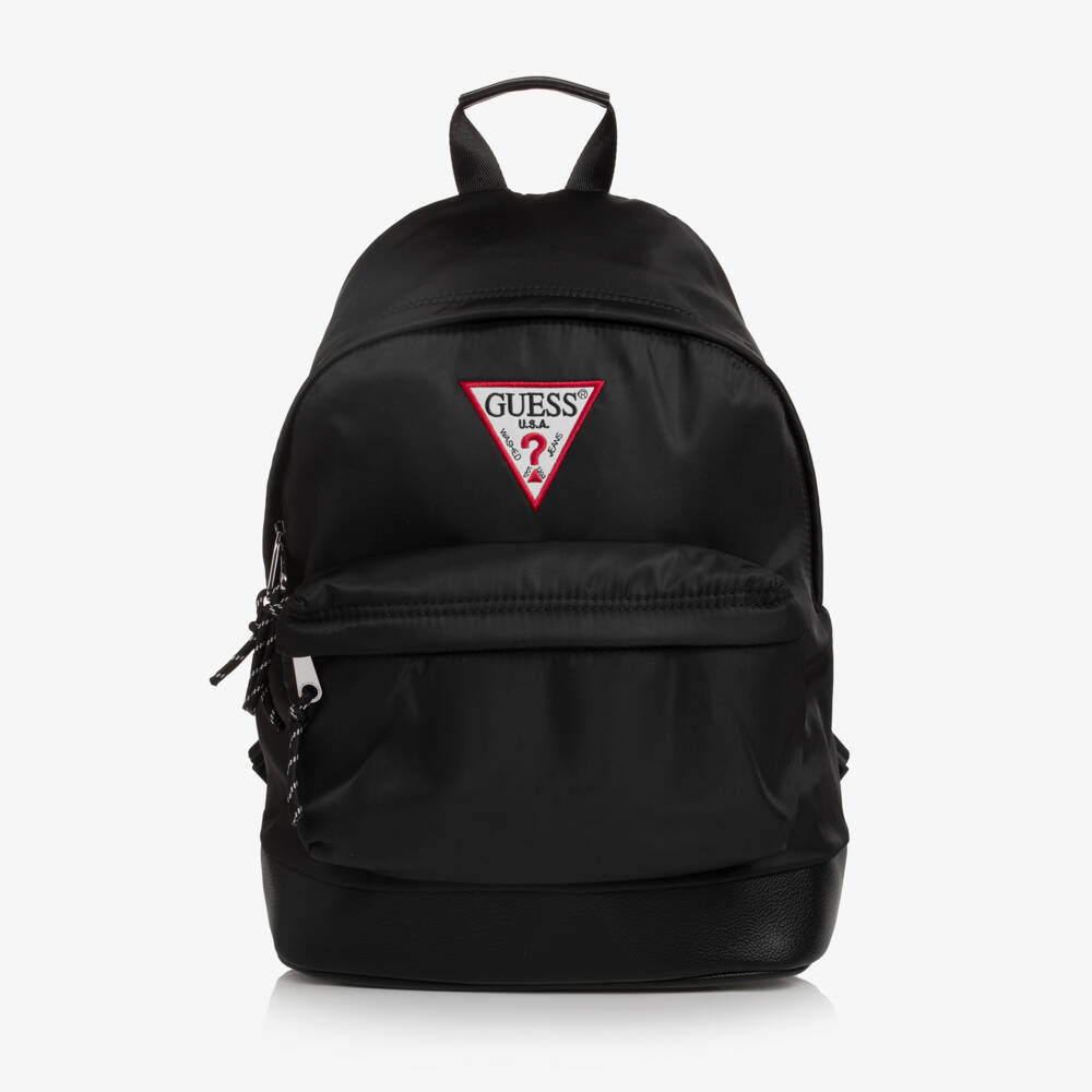 Guess-Black Backpack with Triangle Logo (40cm) | Childrensalon