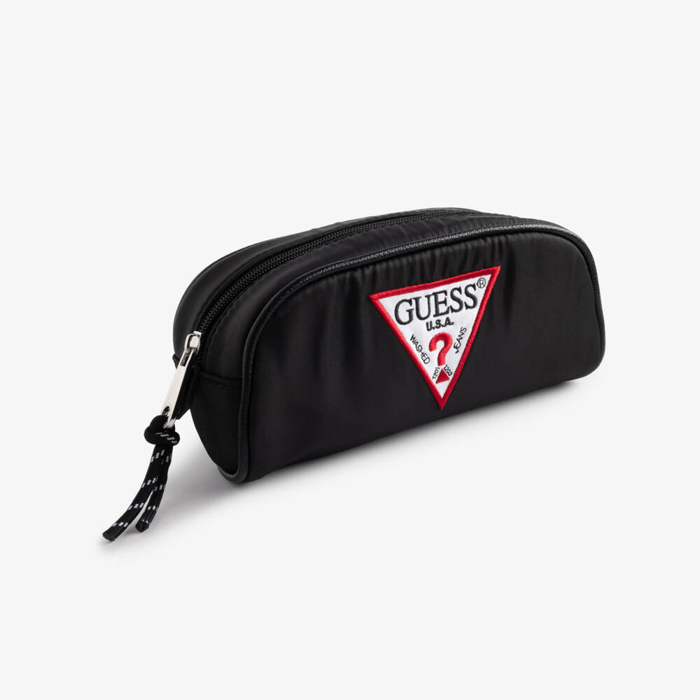 Guess-Black Pencil Case with Triangle Logo (20cm) | Childrensalon