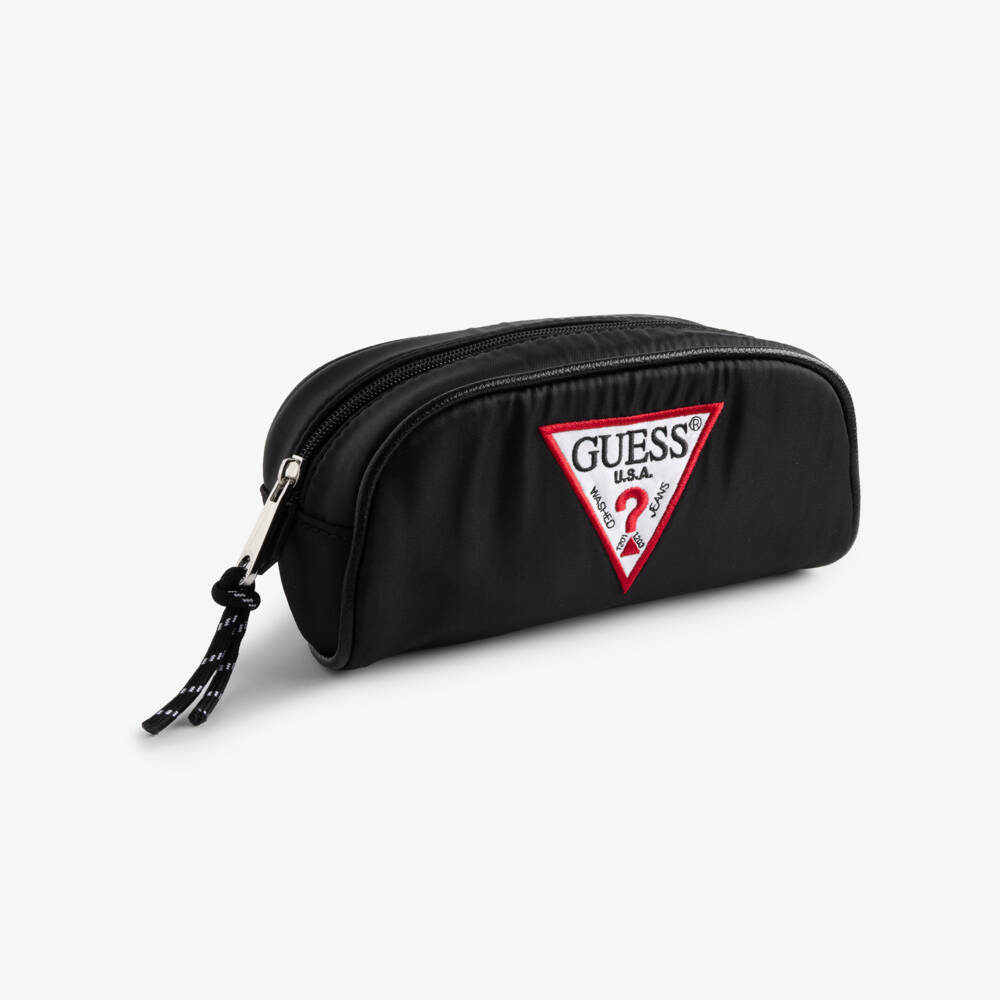 Guess-Black Pencil Case with Triangle Logo (20cm) | Childrensalon