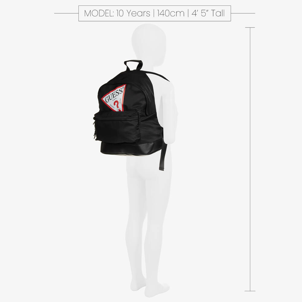 Guess-Black Triangle Logo Backpack (39cm) | Childrensalon