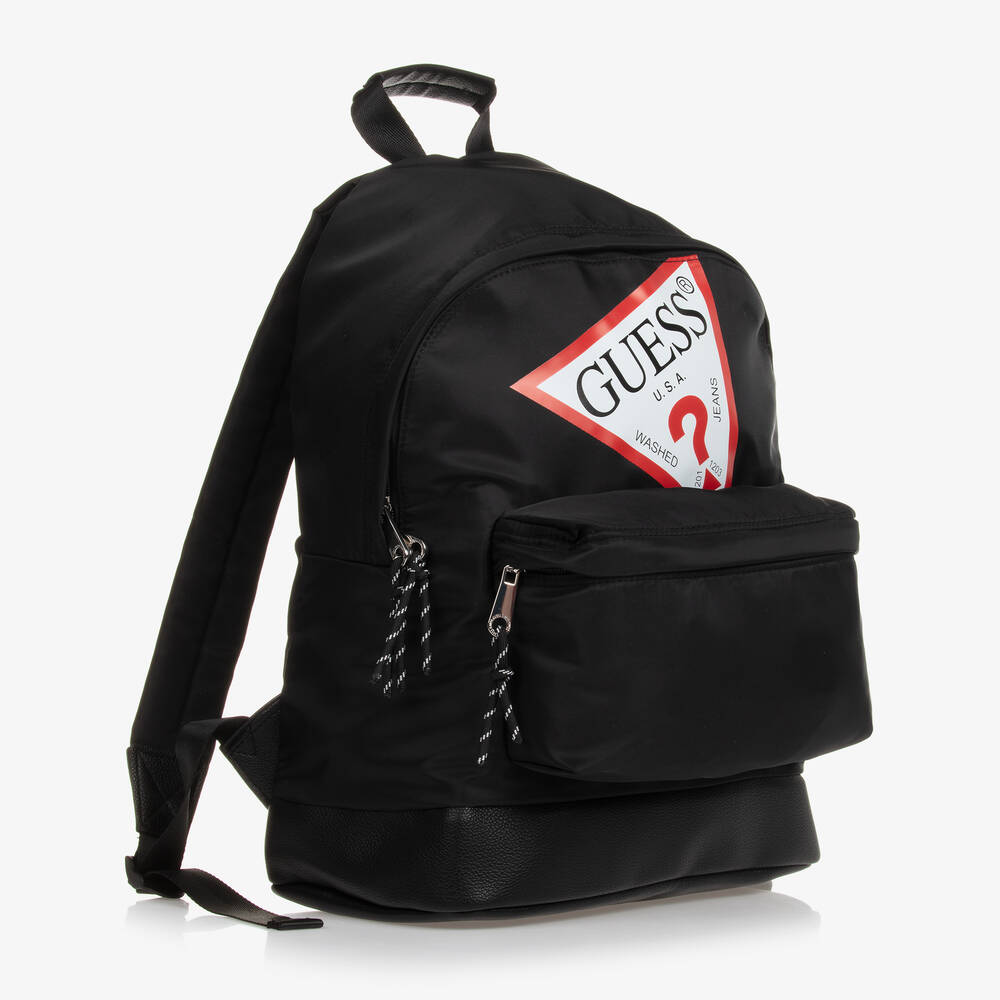 Guess-Black Triangle Logo Backpack (39cm) | Childrensalon