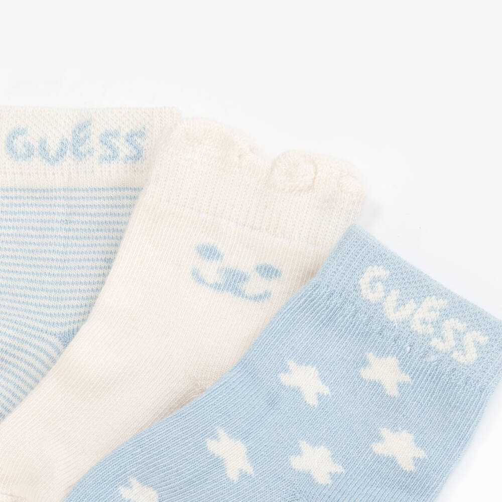 Guess-Blue Cotton Baby Socks (3 Pack) | Childrensalon
