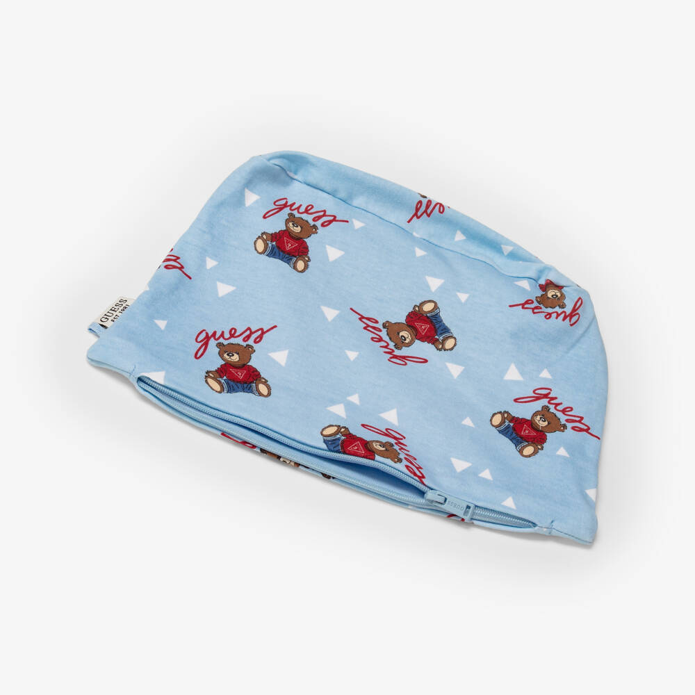 Guess-Blue Cotton Baby Trouser Set with Teddy Bear Pattern | Childrensalon