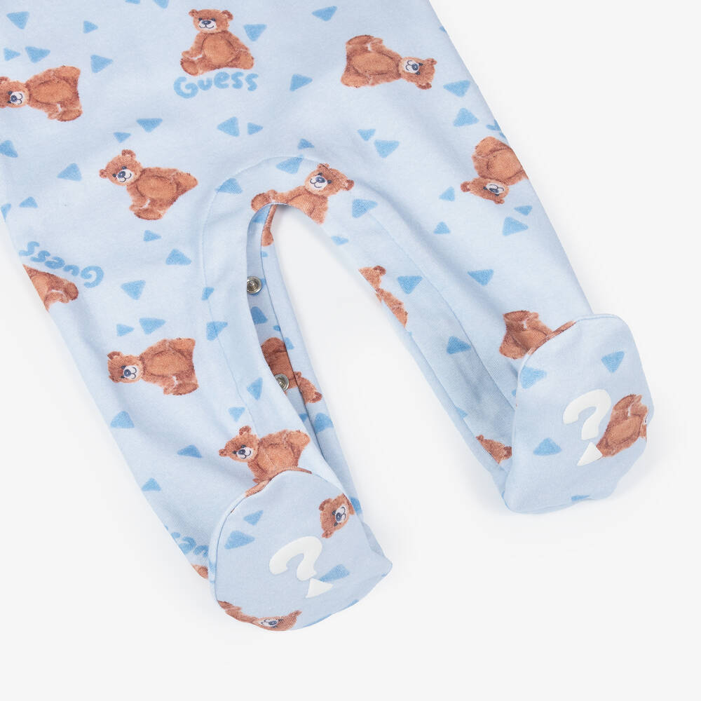 Guess-بيبي غرو بنقشة دب تيدي قطن لون أزرق للمواليد | Childrensalon