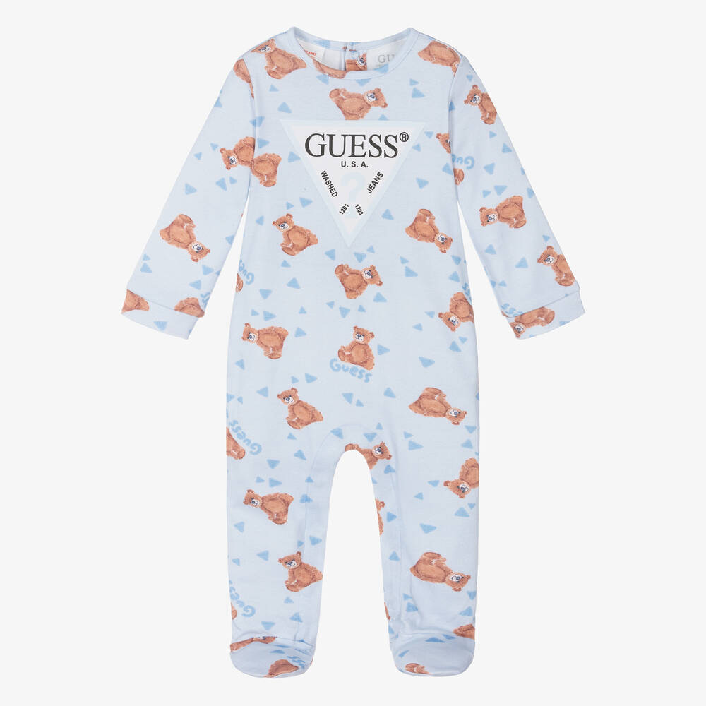 Guess-بيبي غرو بنقشة دب تيدي قطن لون أزرق للمواليد | Childrensalon