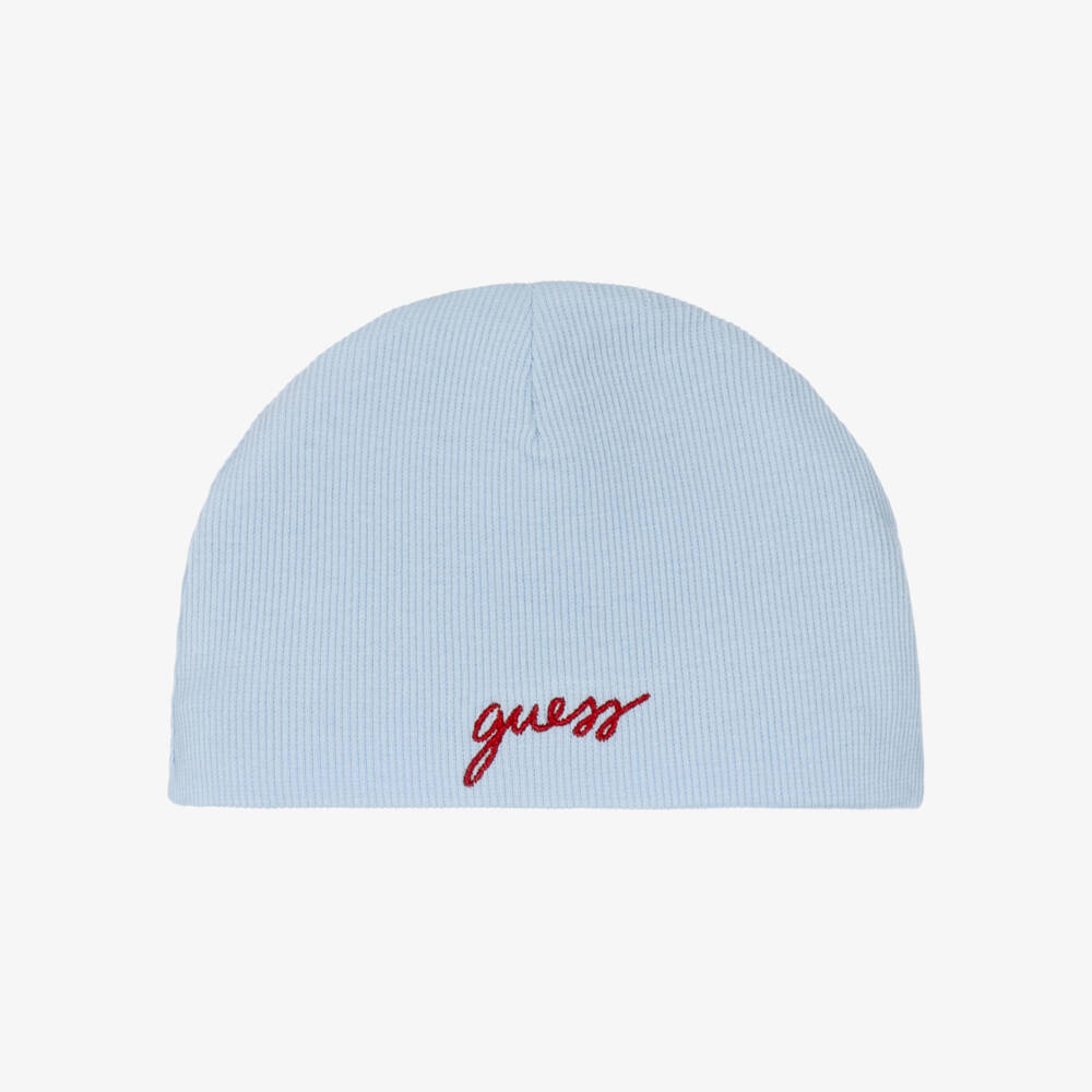 Guess-Blue Ribbed Cotton Jersey Babysuit Set | Childrensalon