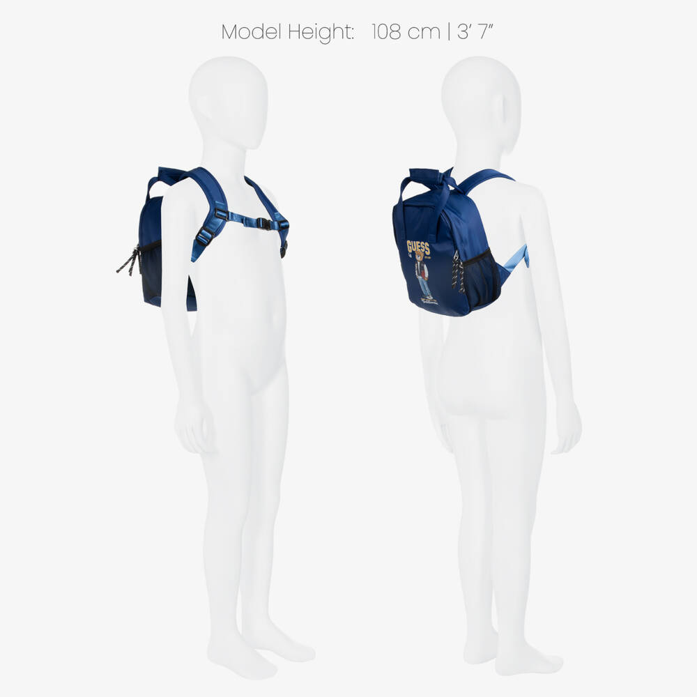 Guess-Blue Varsity Bear Mini Backpack (25cm) | Childrensalon