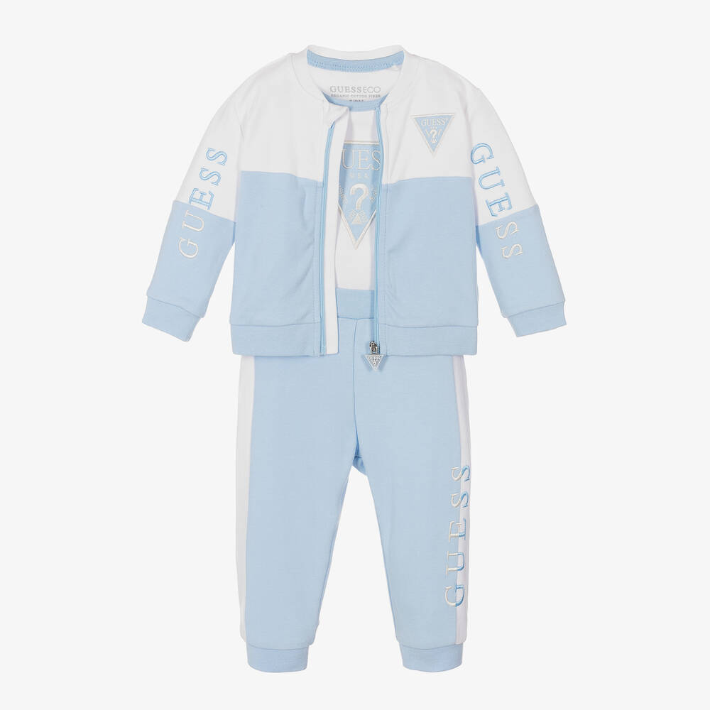 Guess-طقم رياضي قطن لون أبيض وأزرق للأطفال | Childrensalon