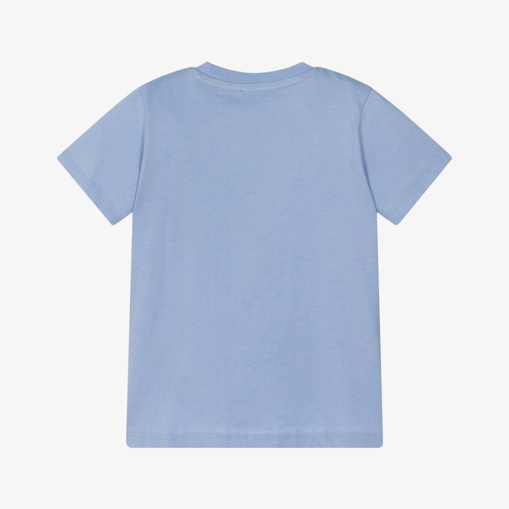 Guess-Boys Bear & Logo Print Blue Cotton T-Shirt | Childrensalon