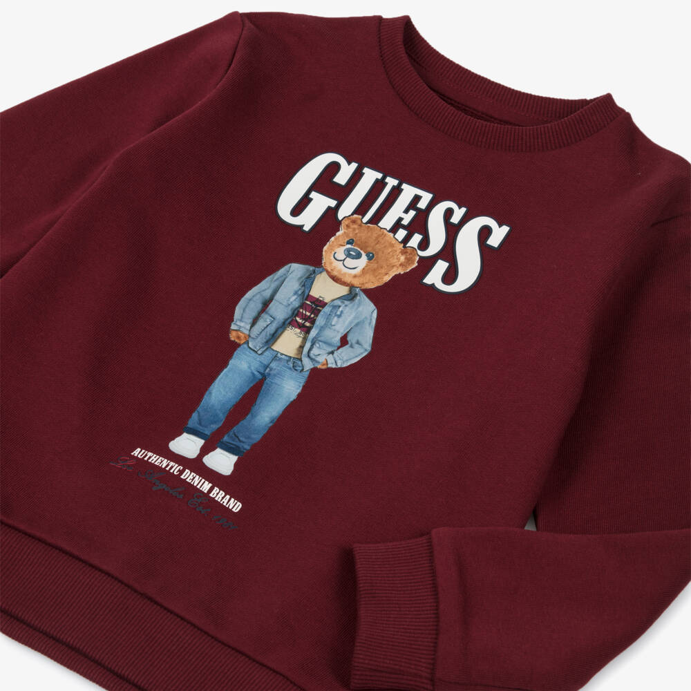 Guess-تيشيرت قطن لون برغندي للأولاد | Childrensalon