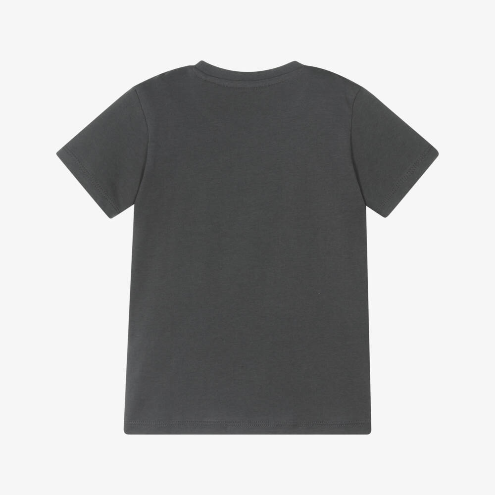 Guess-Boys Bear & Logo Print Grey Cotton T-Shirt | Childrensalon
