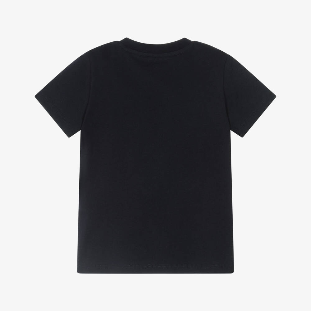 Guess-Boys Bear & Logo Print Navy Blue Cotton T-Shirt | Childrensalon