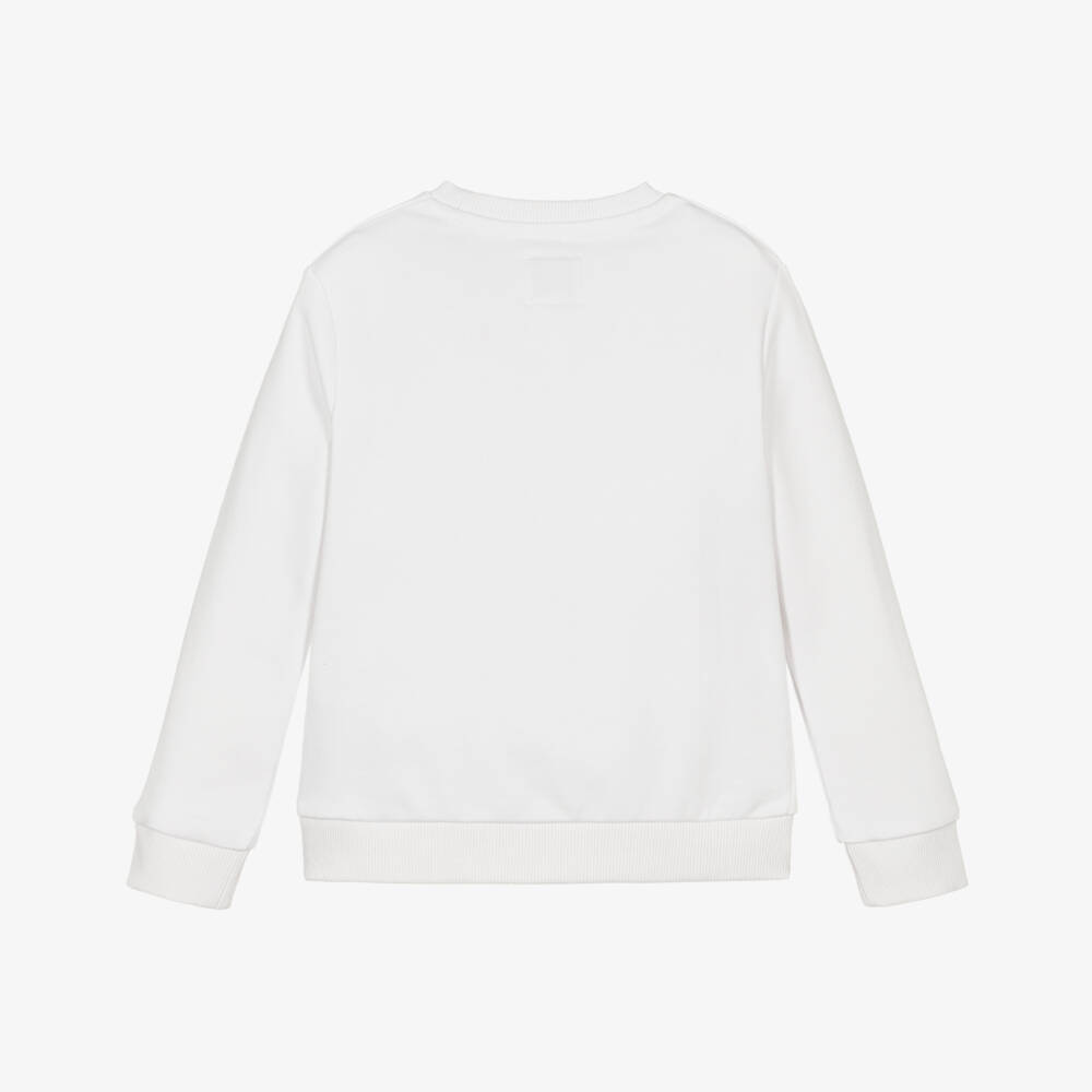 Guess-Boys Bear & Logo Print White Cotton T-Shirt | Childrensalon