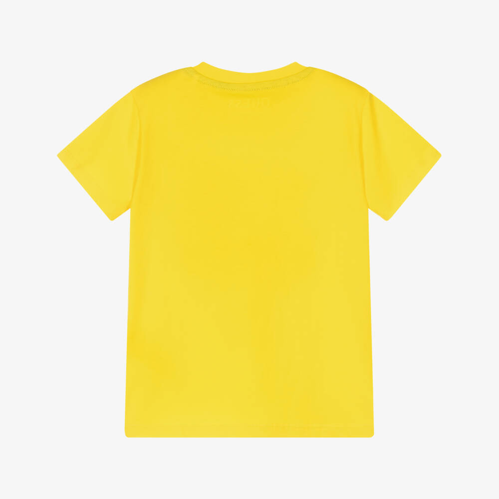Guess-تيشيرت قطن بطبعة شعار ودب لون أصفر للأولاد | Childrensalon