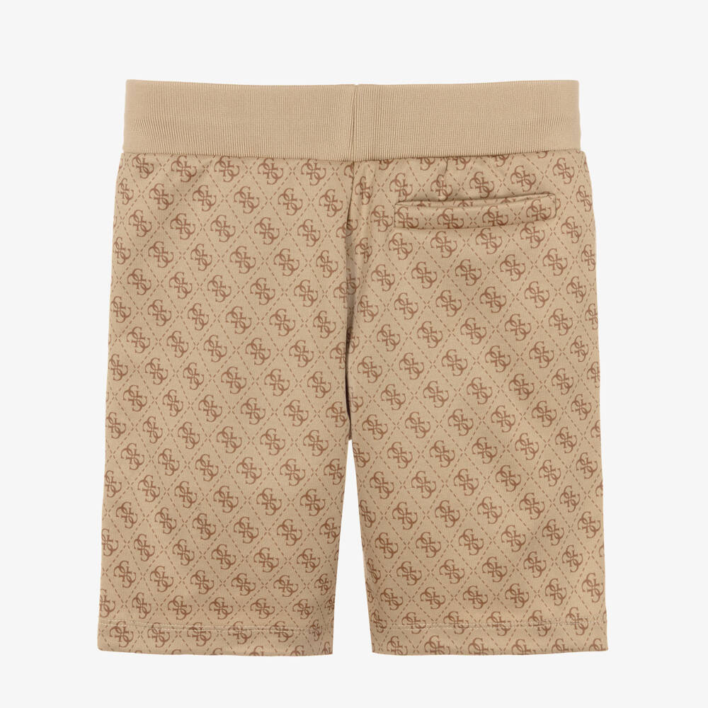 Guess-Boys Beige 4G Monogram Drawstring Shorts | Childrensalon