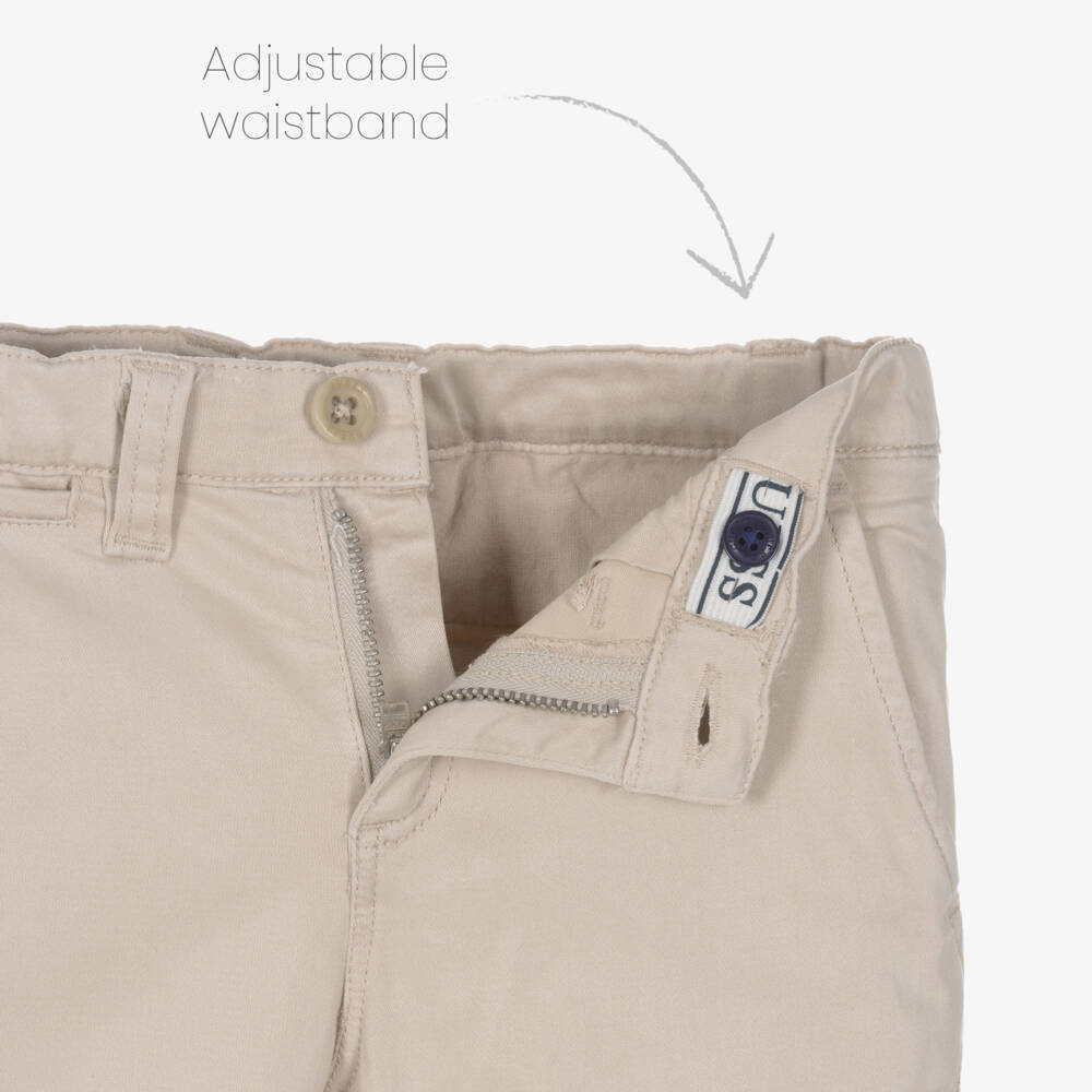 Guess-Boys Beige Chinos with Embroidered Logo | Childrensalon