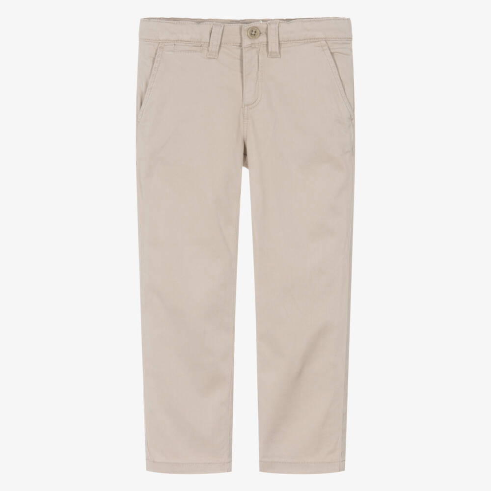 Guess-Boys Beige Chinos with Embroidered Logo | Childrensalon