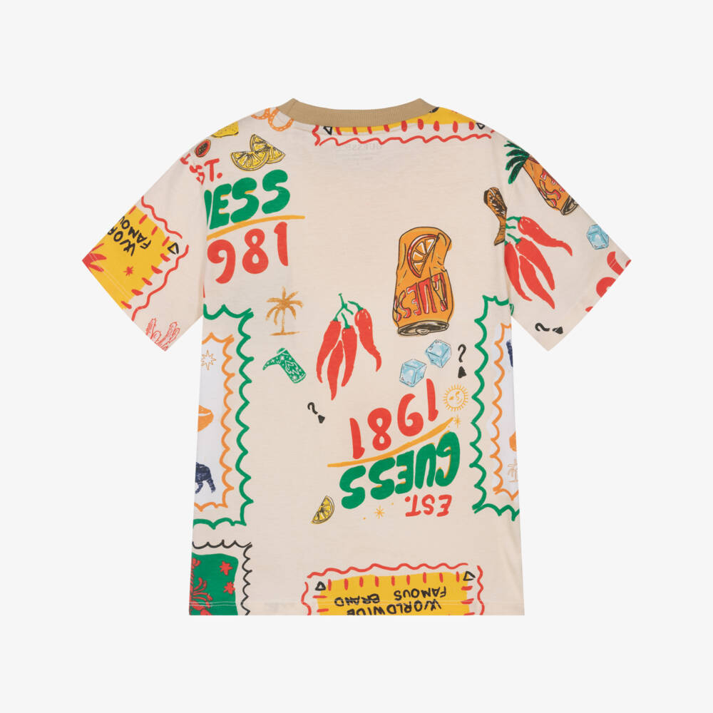 Guess-تيشيرت قطن لون بيج للأولاد | Childrensalon