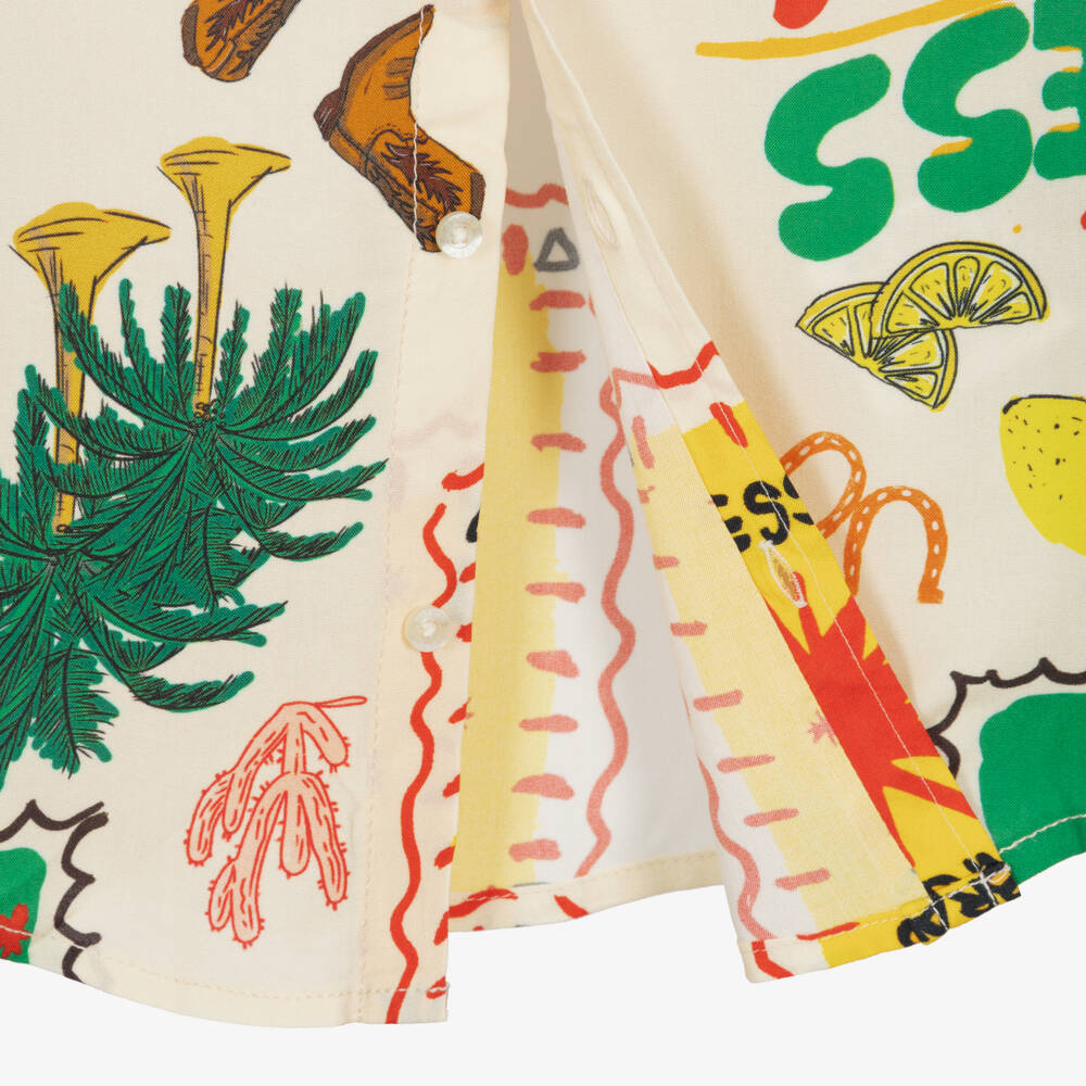 Guess-Boys Beige Shirt with Multicolour Graphics | Childrensalon