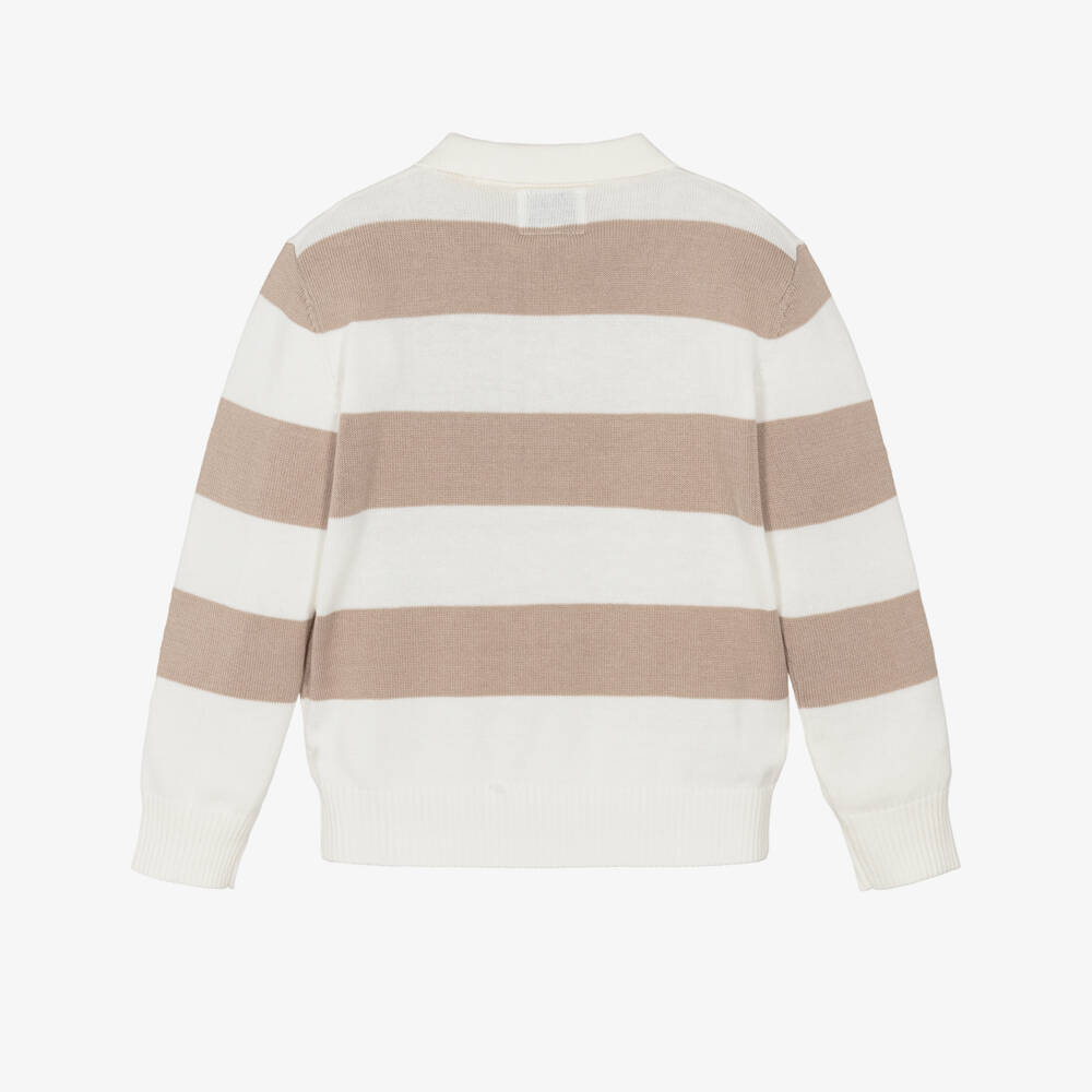 Guess-Рубашка поло бежевая в полоску трикотажная для мальчиков | Childrensalon