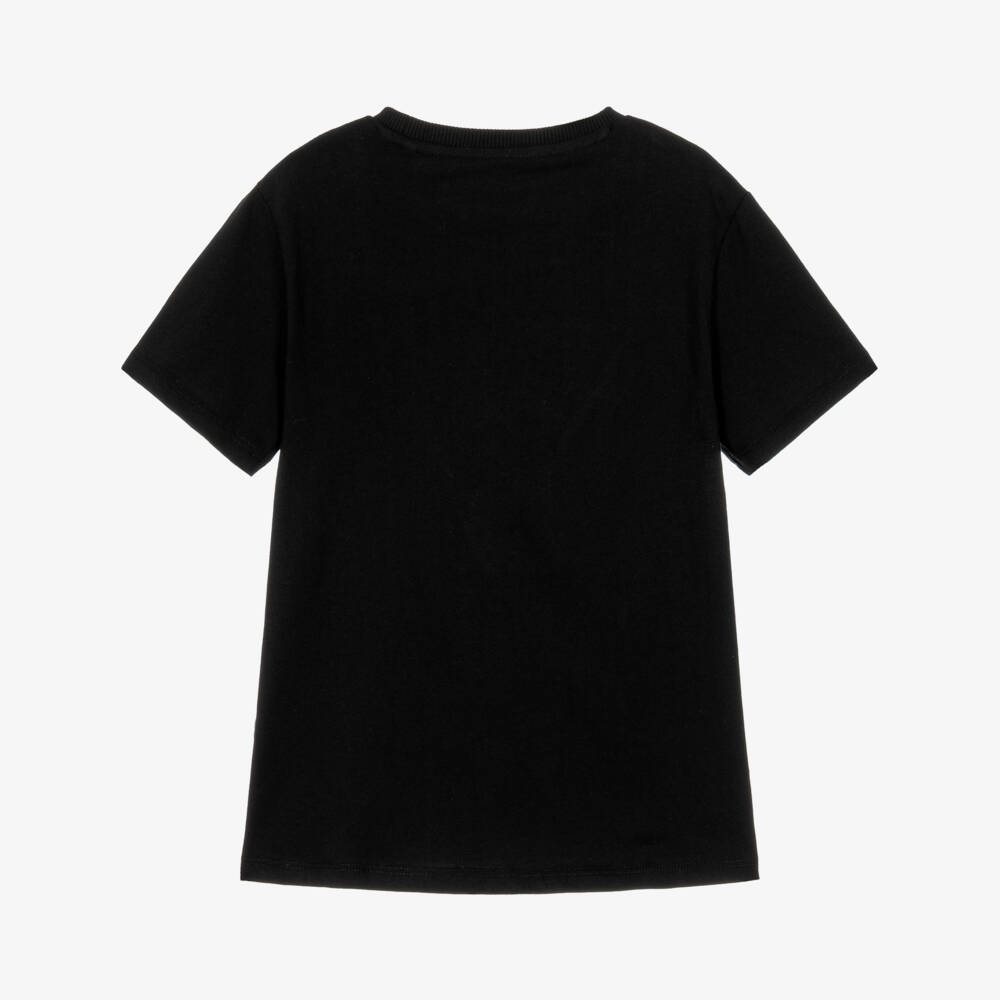 Guess-Boys Black Cotton Triangle Logo T-Shirt | Childrensalon
