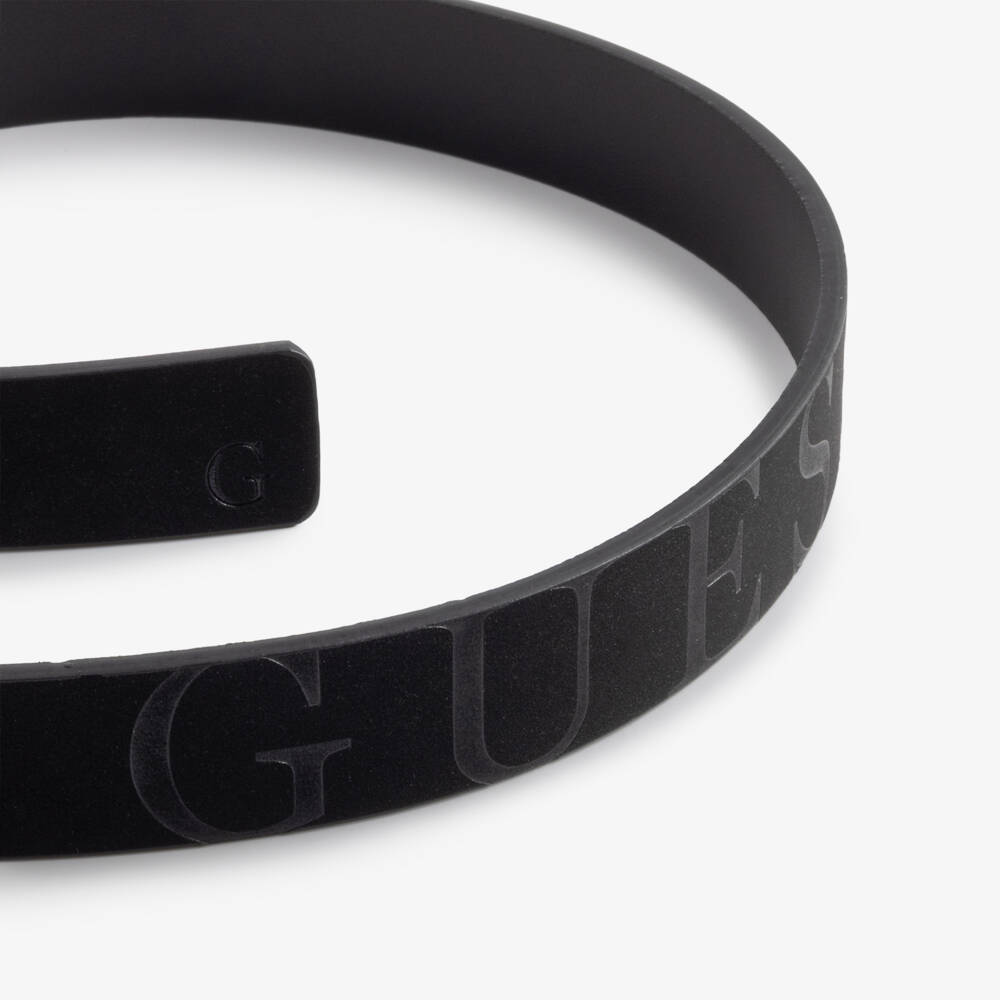 Guess-Boys Black Faux Leather Belt with Logo Print | Childrensalon