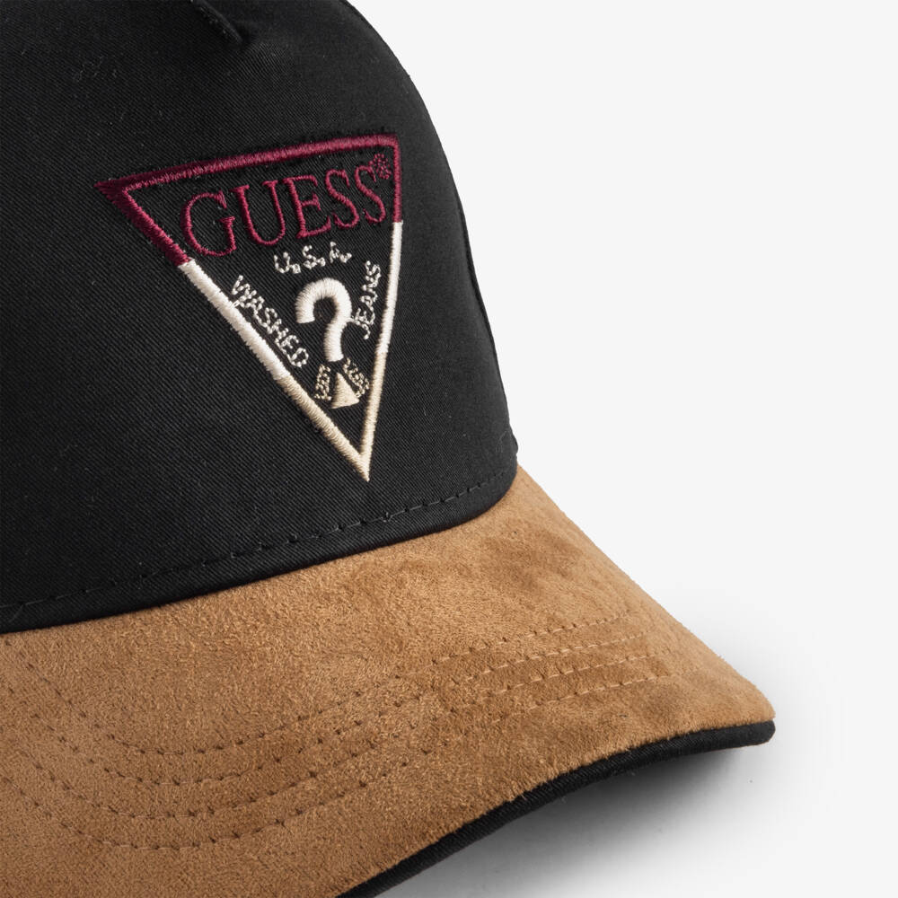 Guess-Boys Black Logo Cap in Cotton Twill | Childrensalon
