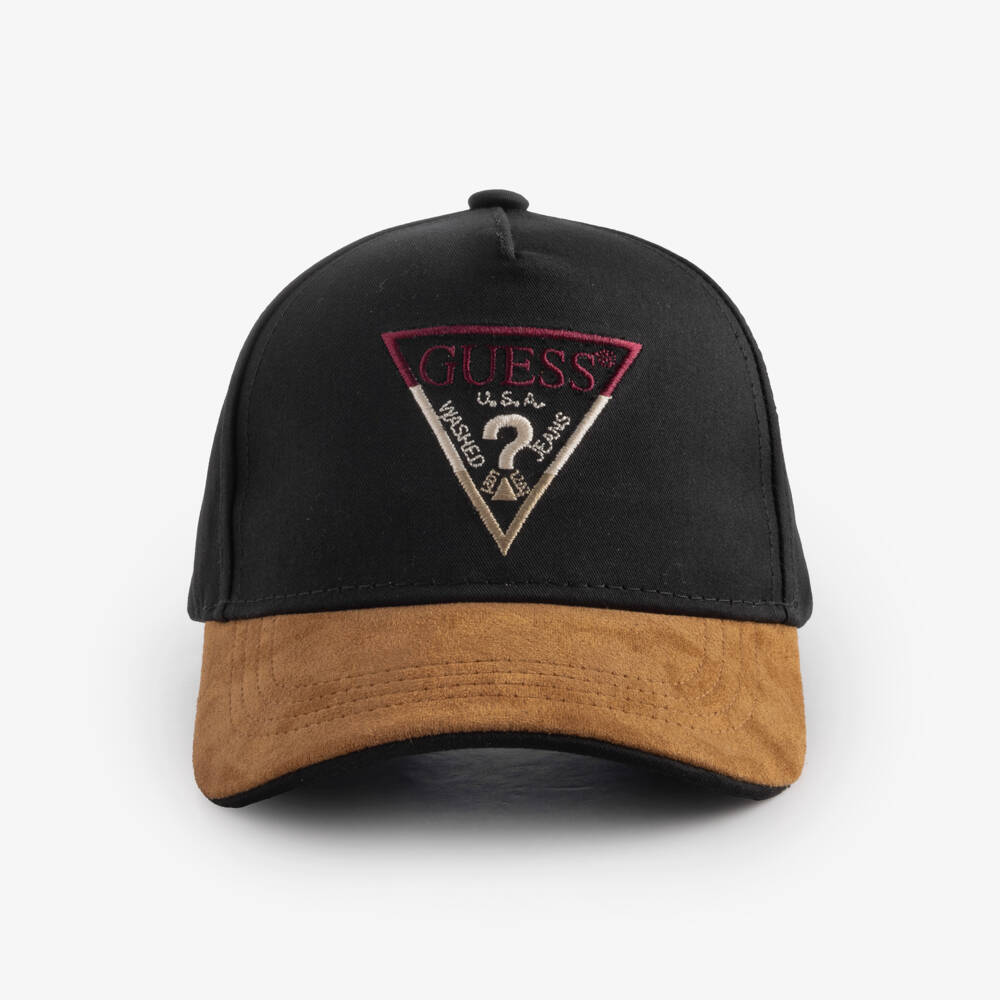 Guess-Boys Black Logo Cap in Cotton Twill | Childrensalon