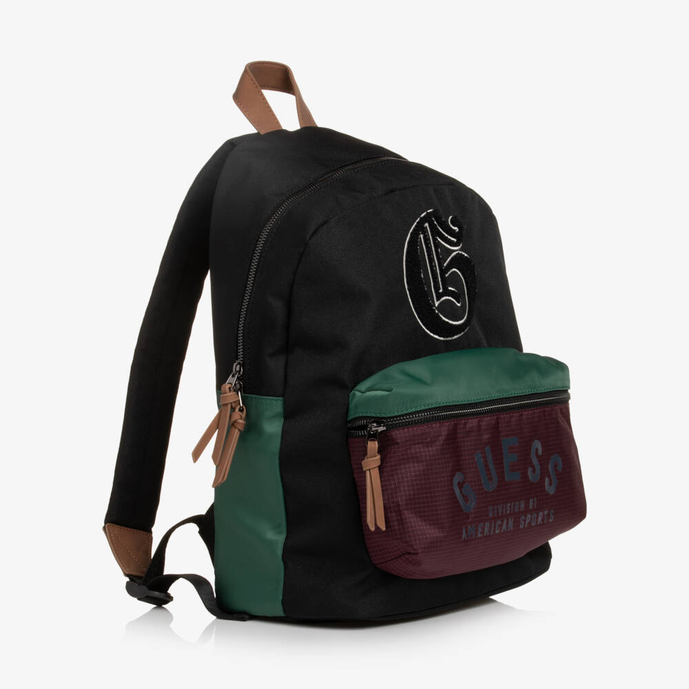 Guess-Boys Black Varsity-Style Backpack (40cm) | Childrensalon