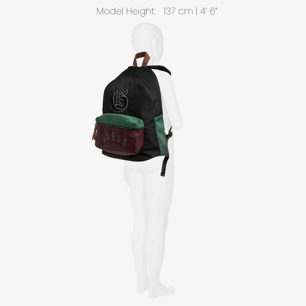 Guess-Boys Black Varsity-Style Backpack (40cm) | Childrensalon