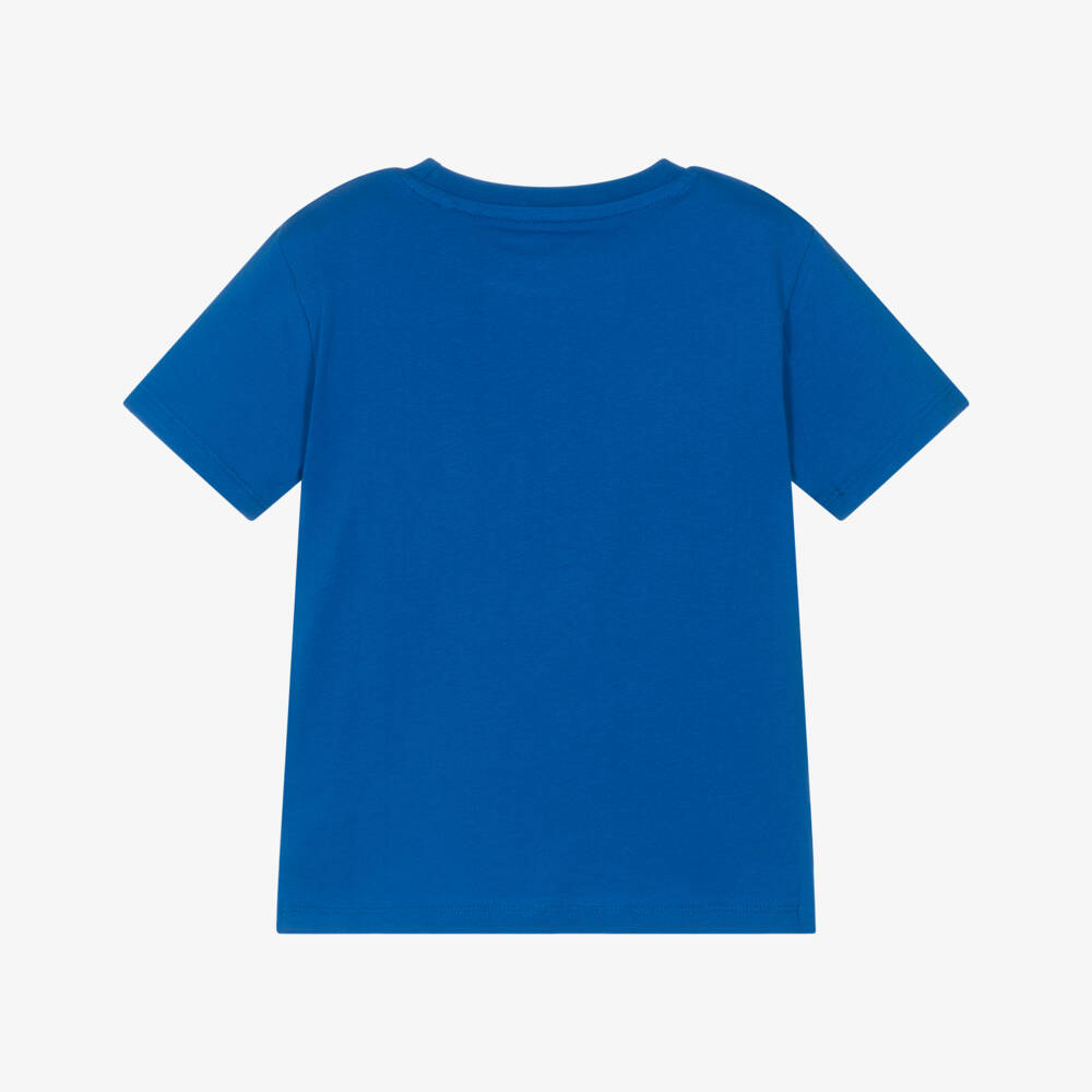 Guess-Boys Blue Cotton Cartoon Logo T-Shirt | Childrensalon