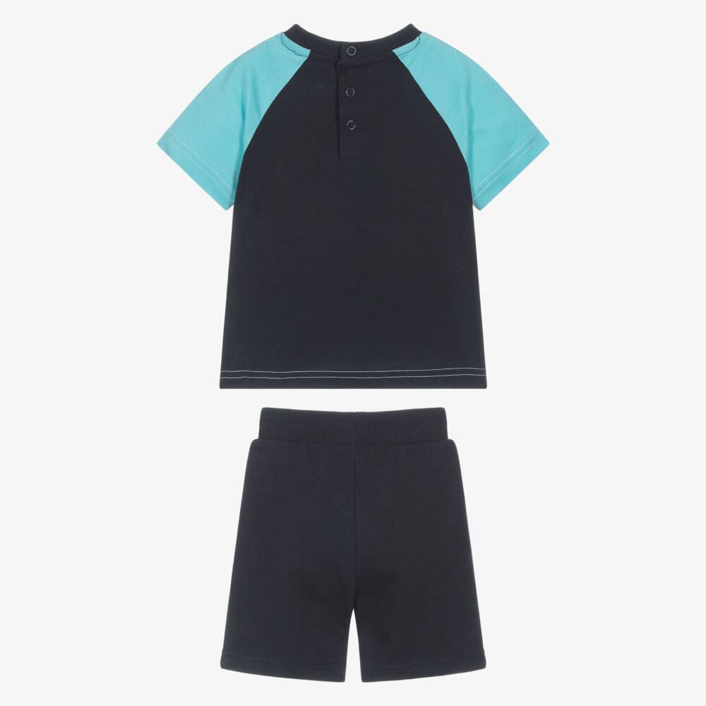 Guess-Boys Blue Cotton Jersey Shorts Set | Childrensalon