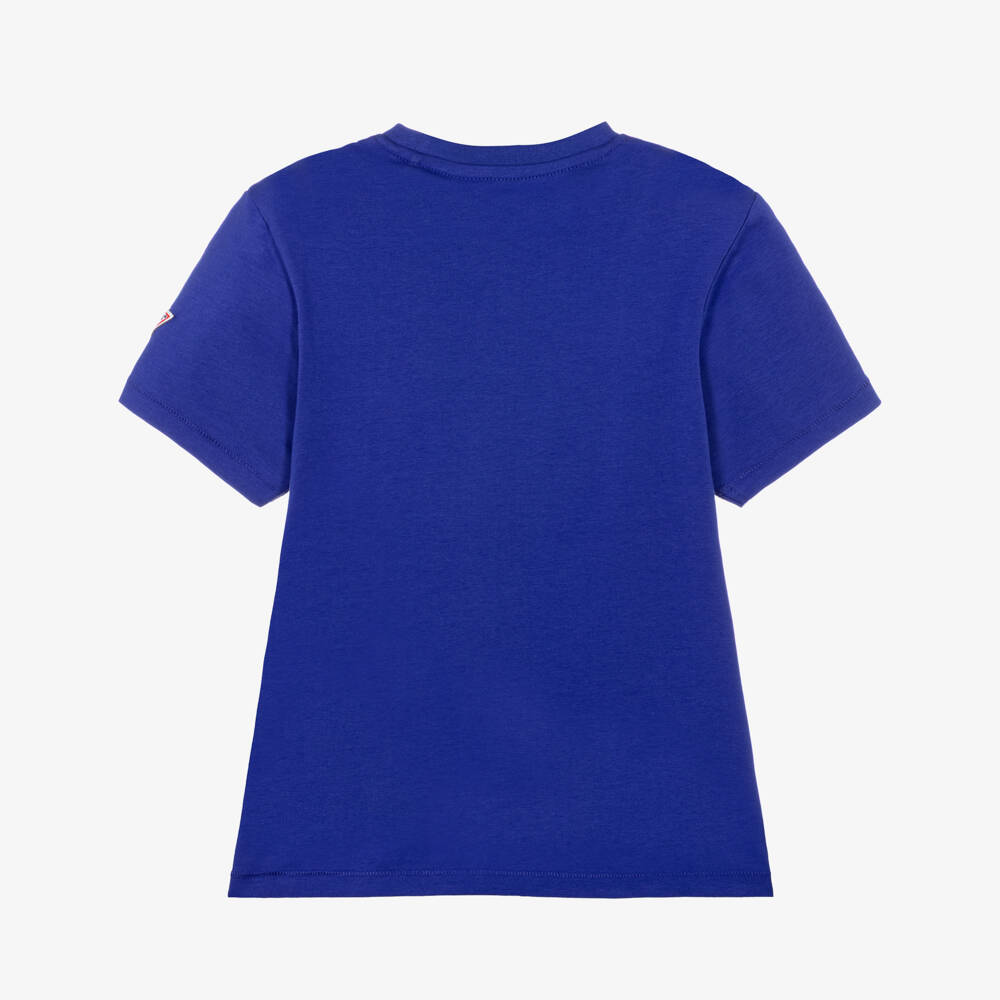 Guess-Boys Blue Cotton T-Shirt with Bold White Logo Print | Childrensalon