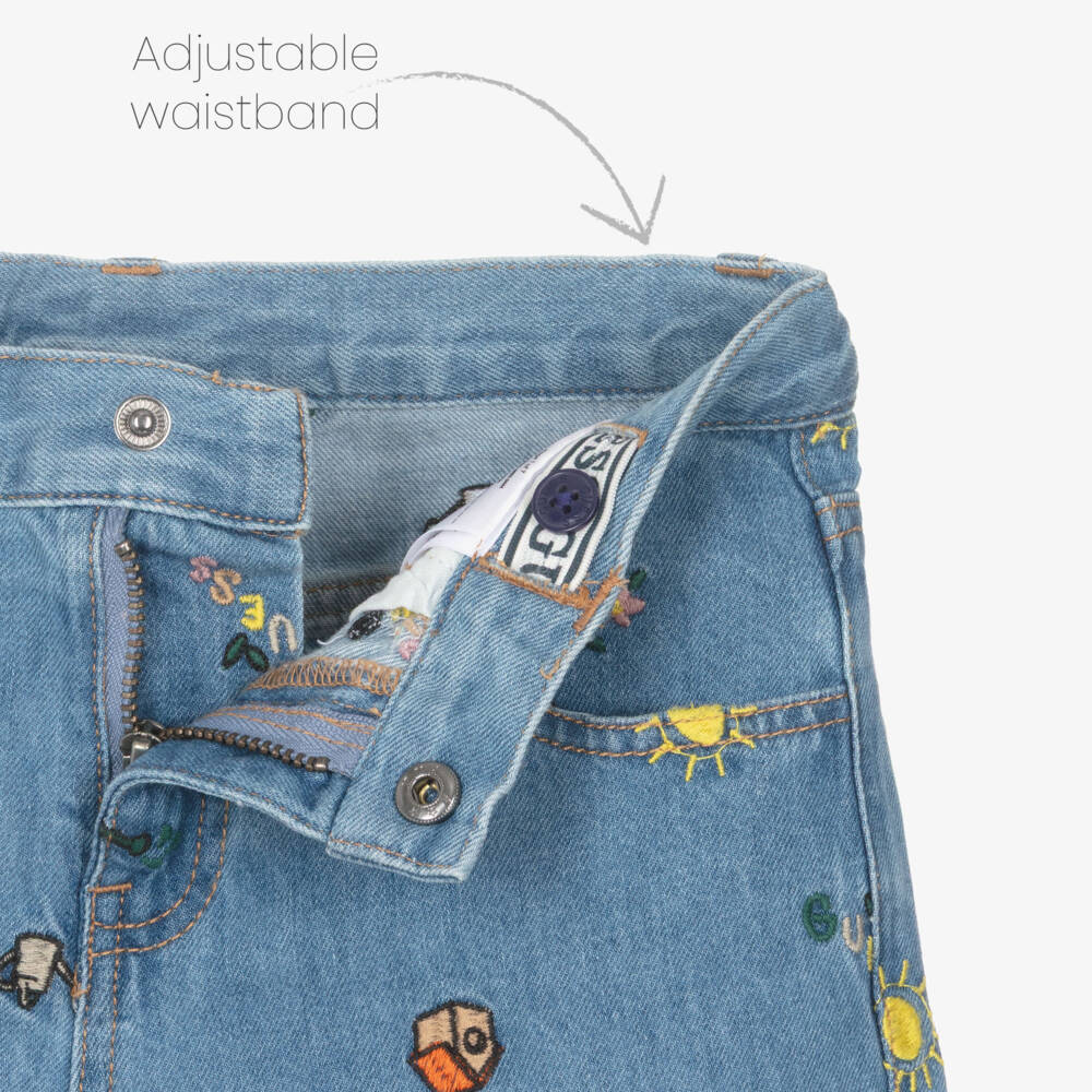 Guess-شورت دنيم مطرز لون أزرق للأولاد | Childrensalon