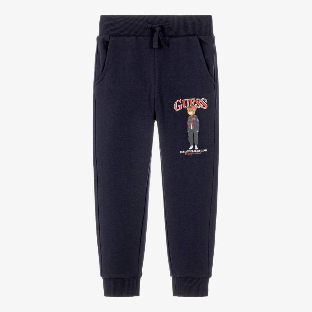Guess-Boys Blue Navy College Bear Joggers | Childrensalon