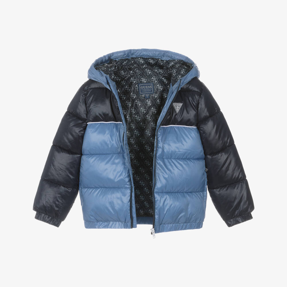Guess-Boys Blue Zip-Up Puffer Jacket | Childrensalon